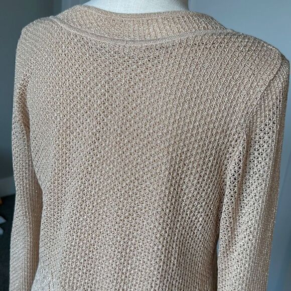 Gold V Neck Knit Sweater - Picture 6 of 8